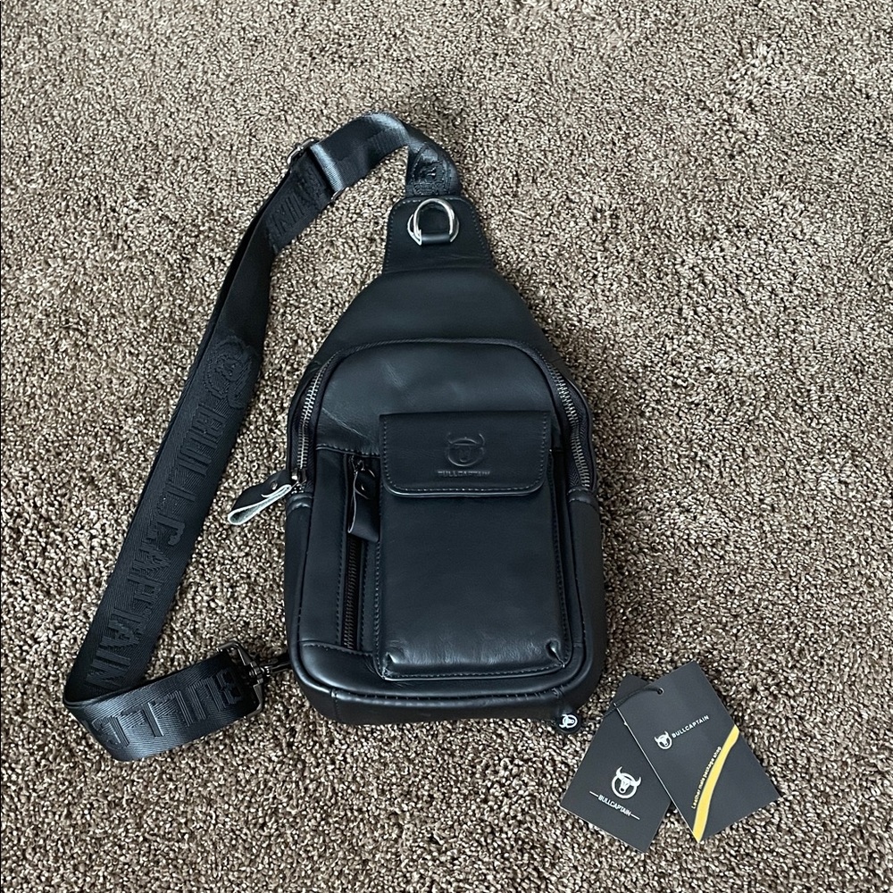 Men’s Black Leather Belt Bag